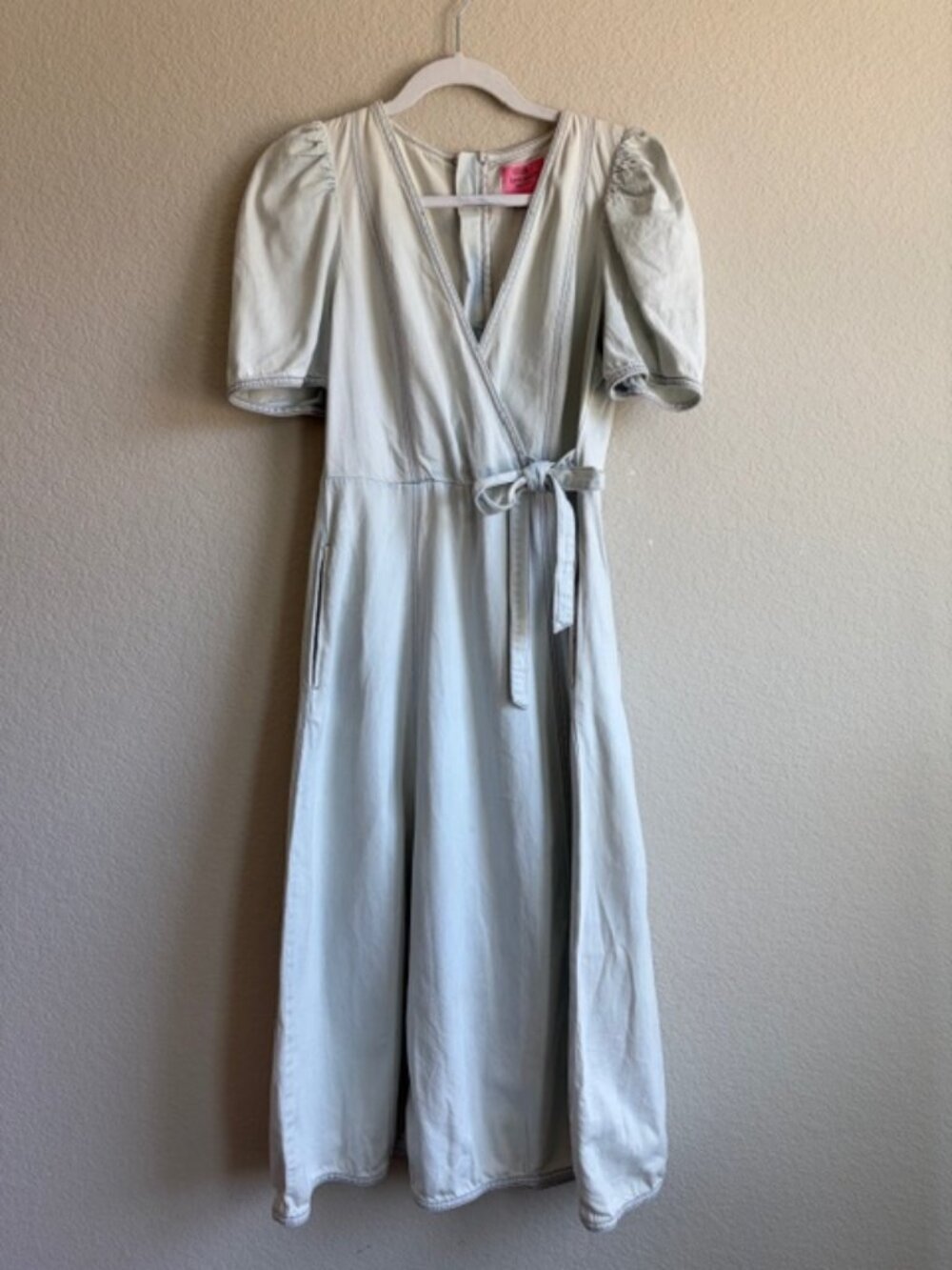 Kate Spade Dress size 4 Light Indigo Denim Faux Wrap Fit Flare CottageCore - Picture 2 of 10